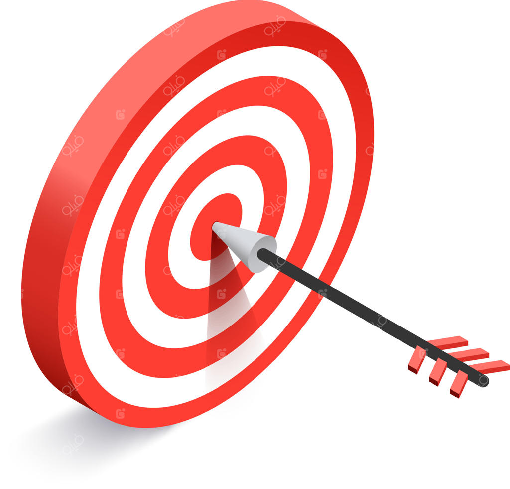 پیکانی به قلب یک هدف قرمز و سفید پرانرژی برخورد کرده و نماد دستیابی به اهداف و پیروزی در کسب‌و‌کار و استراتژی بازاریابی است.