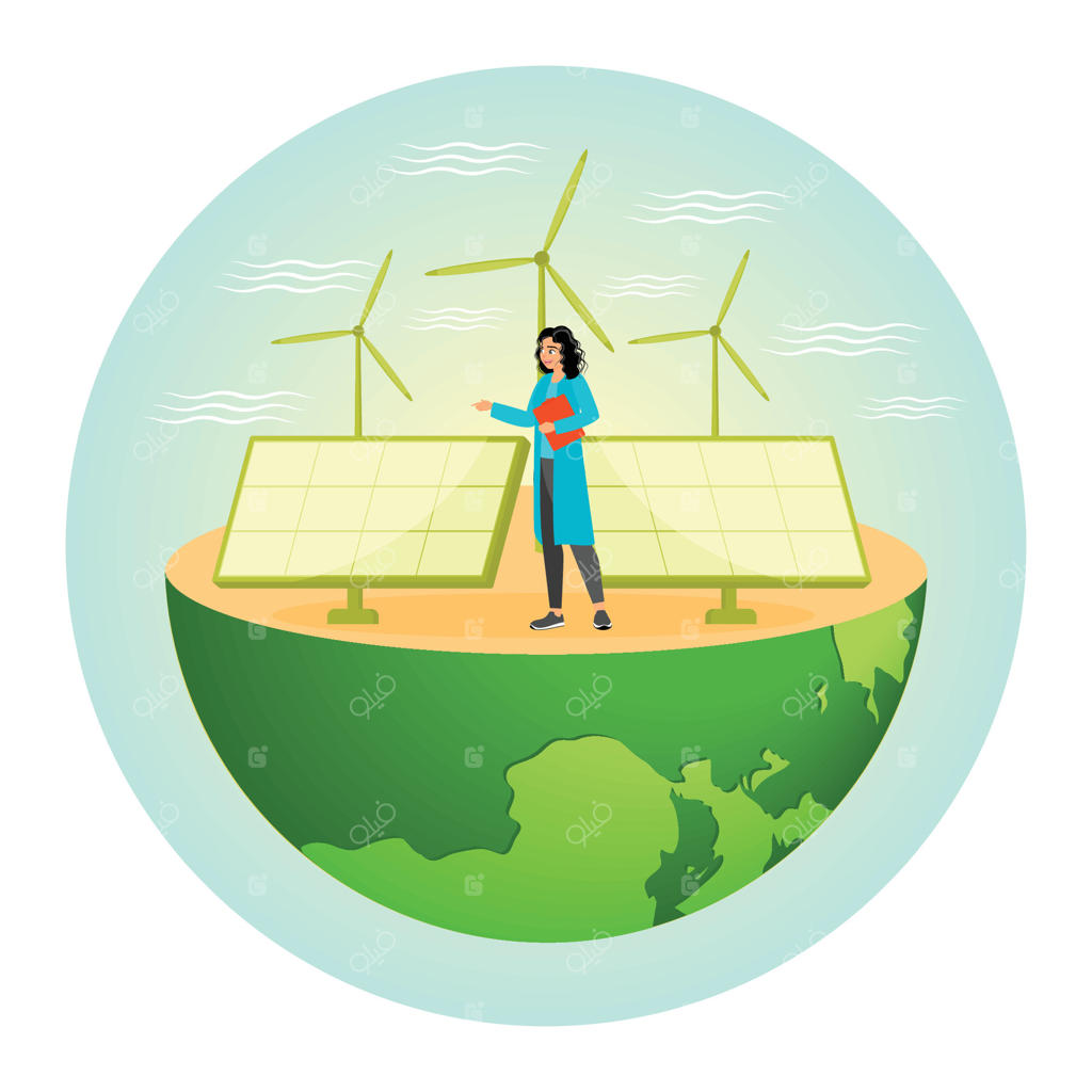 راه‌حل‌های انرژی تجدیدپذیر با پانل‌های خورشیدی و توربین‌های بادی برای پایداری.