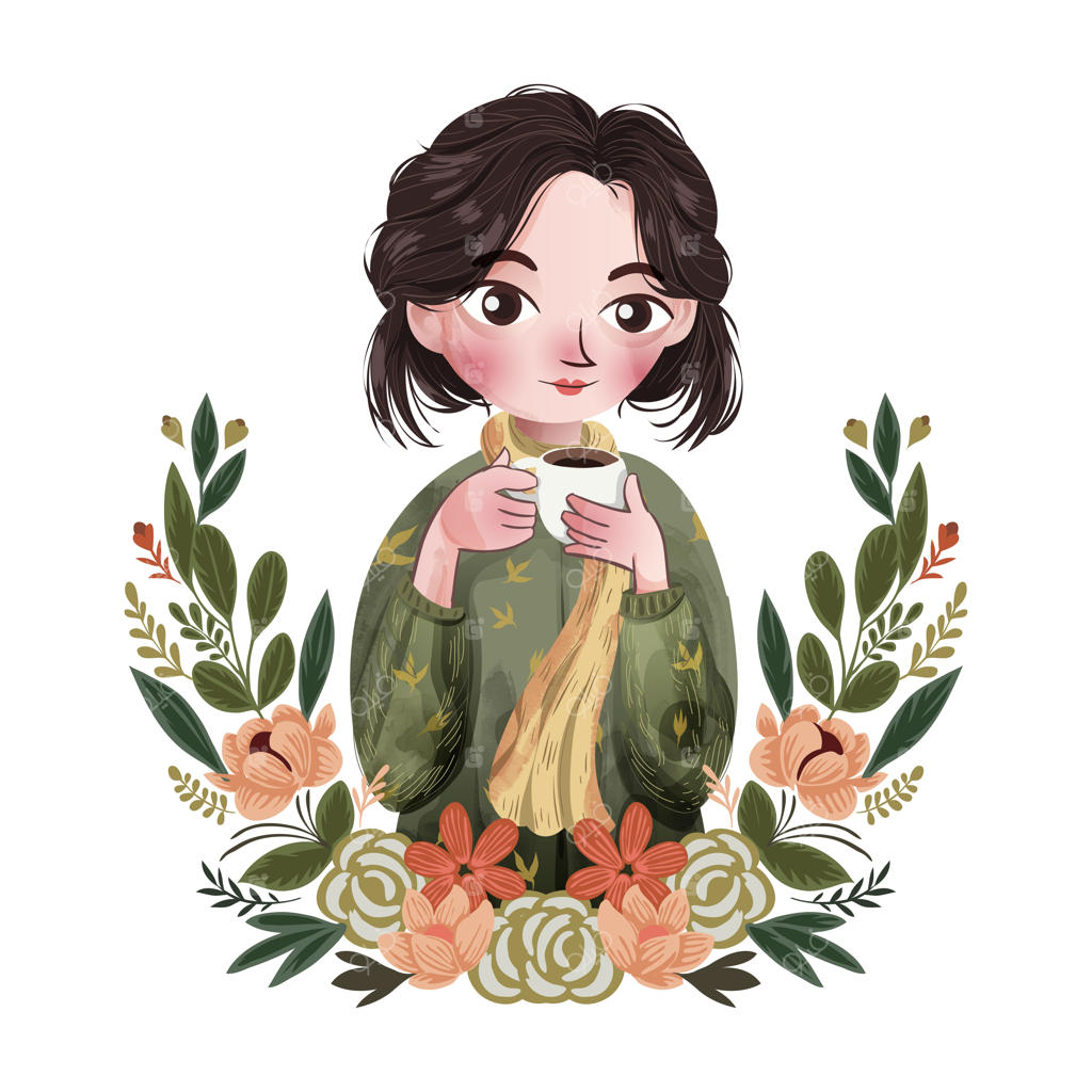 لبخند شیرین با فنجان قهوه در دست