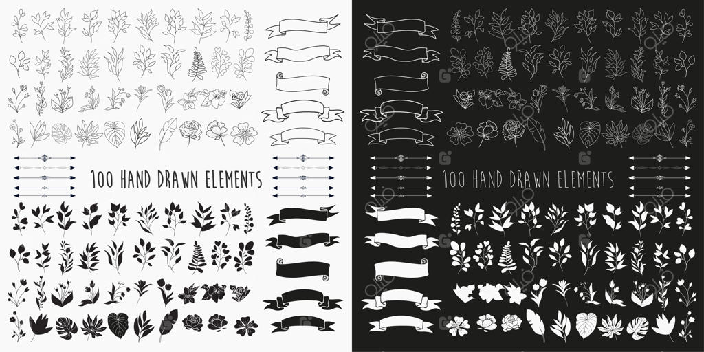 وکتور طرح‌های تزئینی گل‌دار دستی