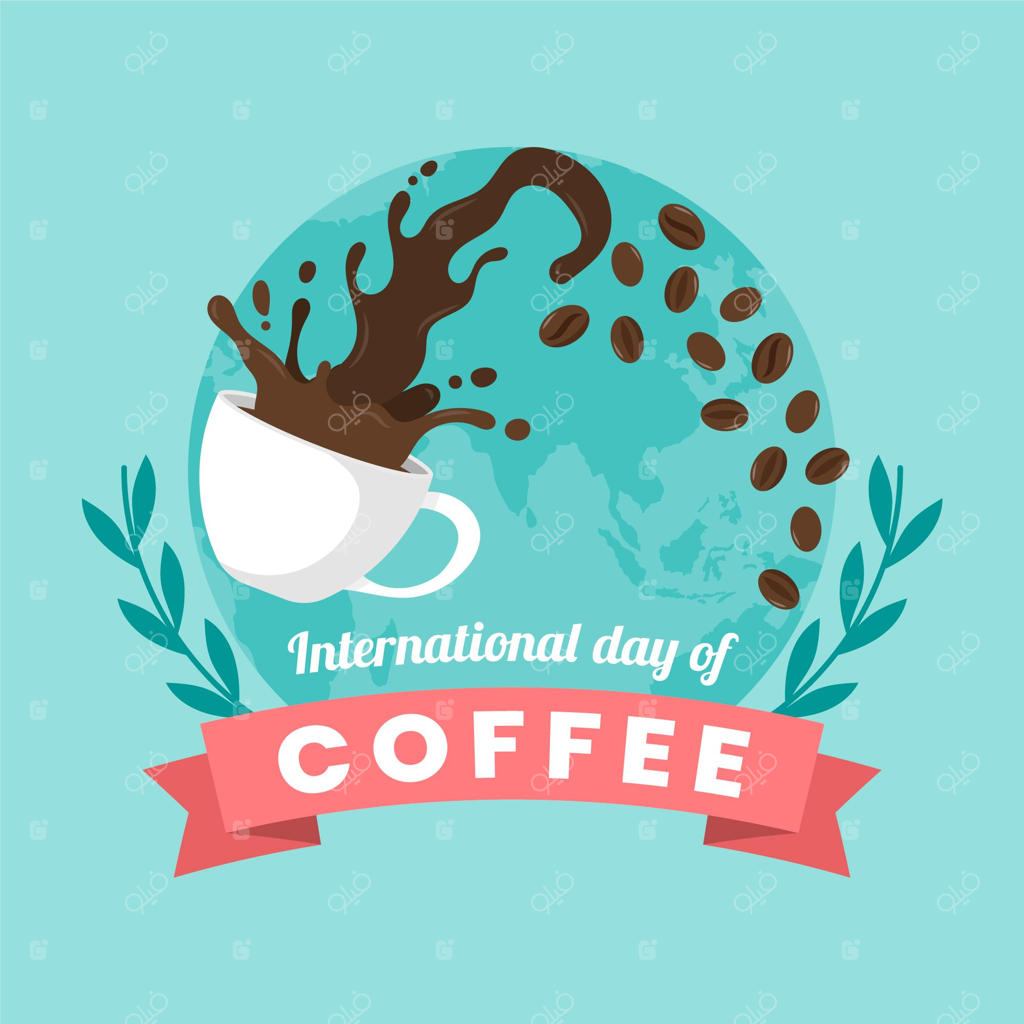 روز جهانی قهوه با طراحی فلت
