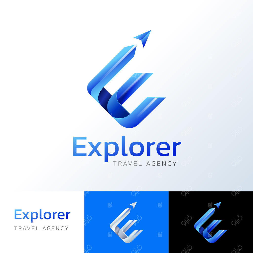 طراحی لوگوی سفر با گرادیان رنگی