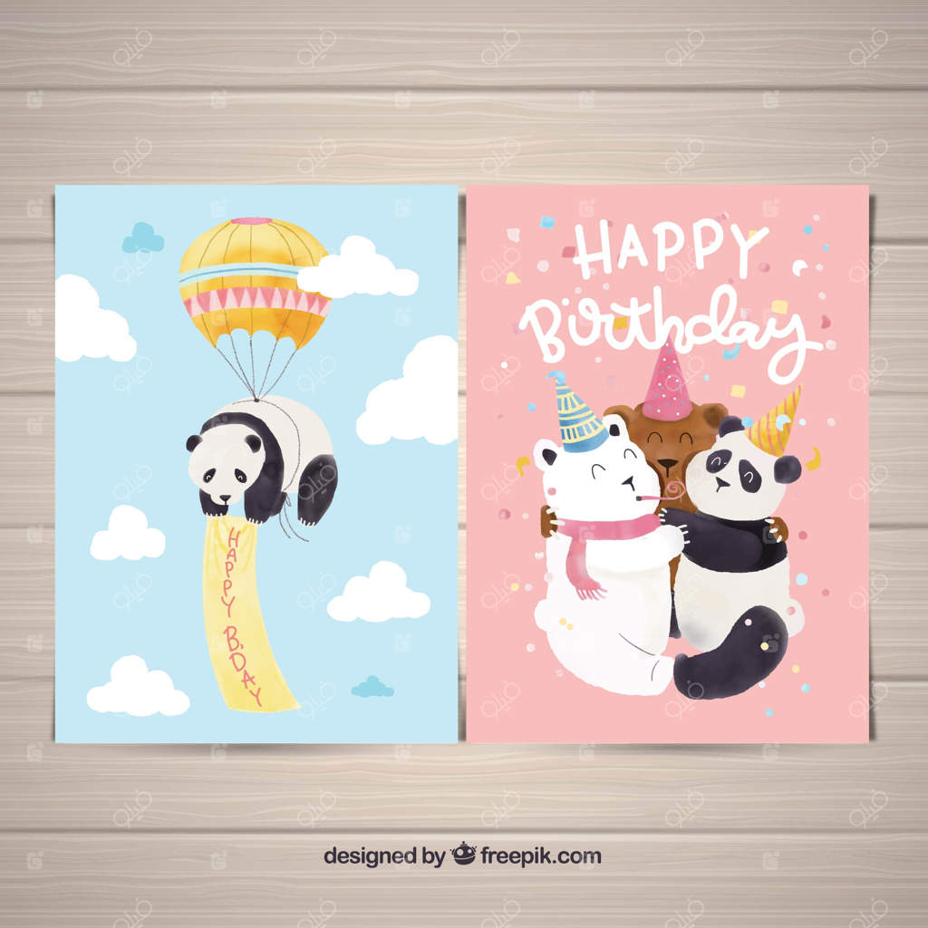 مجموعه کارت‌ تولد با طرح خرس‌های آبرنگی