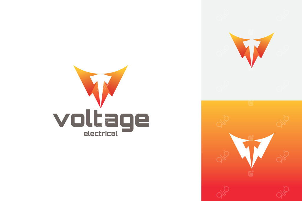طراحی لوگو ولتاژ الکتریکی با حرف V
