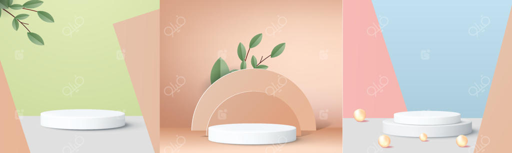 پله مینیمال مدرن و دیواری تمیز برای نمایش محصول و طراحی انتزاعی سه‌بعدی