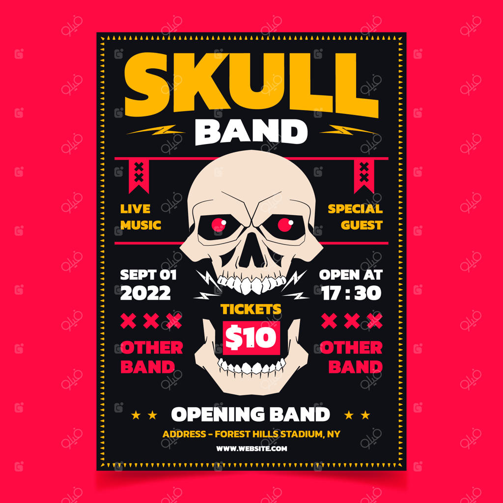 قالب پوستر نقاشی دستی گروه موسیقی