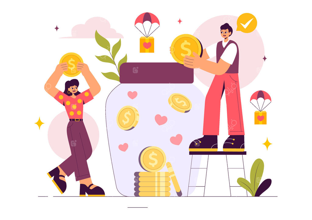 تصویر خیریه بشردوستانه با قلبی که بر کمک‌ها و اهداها تأکید دارد