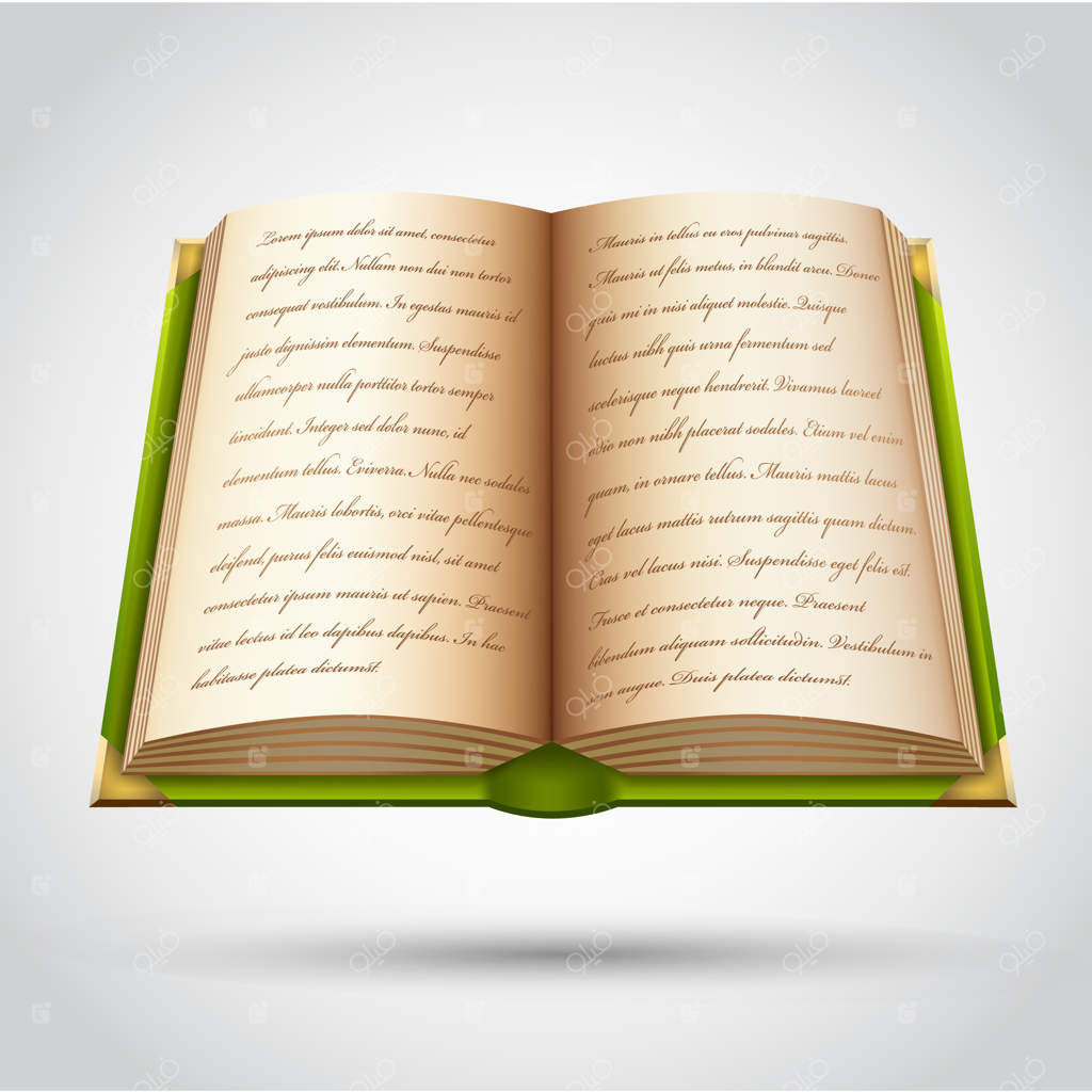 کتاب قدیمی با جلد سبز را باز کنید