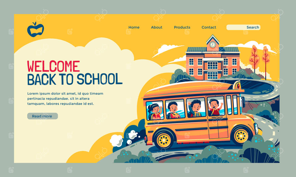 قالب صفحه فرود برای فصل بازگشت به مدرسه