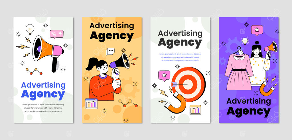 قالب اینستاگرام برای آژانس تبلیغاتی با طراحی فلت