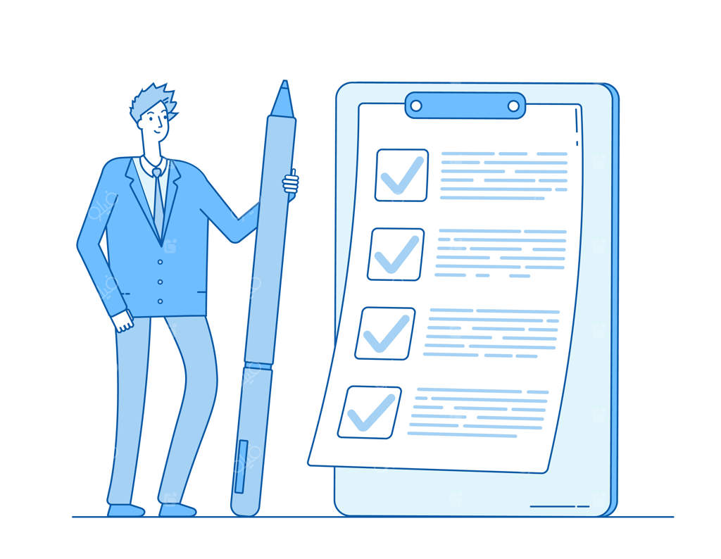 فهرست وظایف تاجر. فردی در حال بررسی لیست وظایف با مداد. مفهوم تکمیل پرسشنامه و بازرسی.