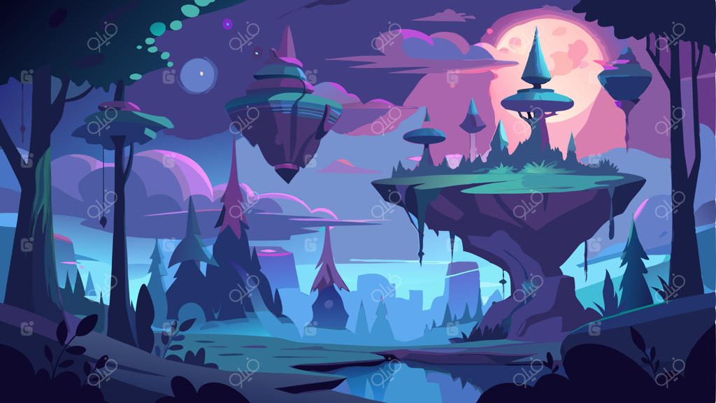 سایه‌نمای مسحورکننده‌ی جنگلی جادویی با درختی درخشان