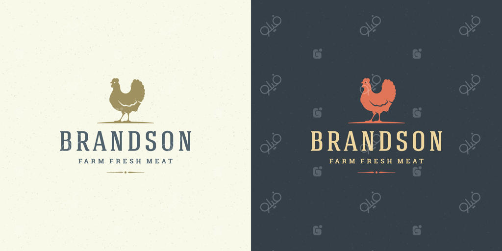 تصویر لوگوی مزرعه: سیلوئت مرغ مناسب برای فروشگاه قصابی یا نشان رستوران