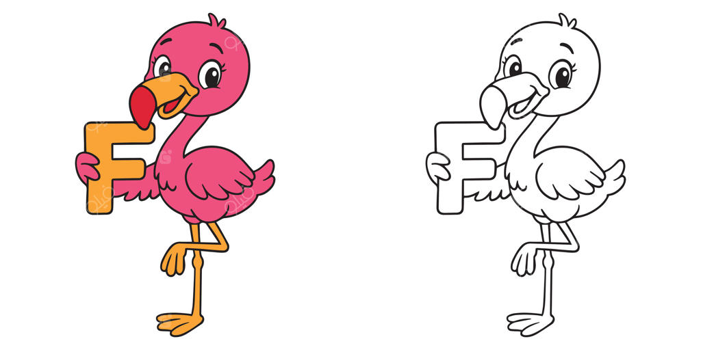 فلامینگوی رنگارنگ با حرف F
