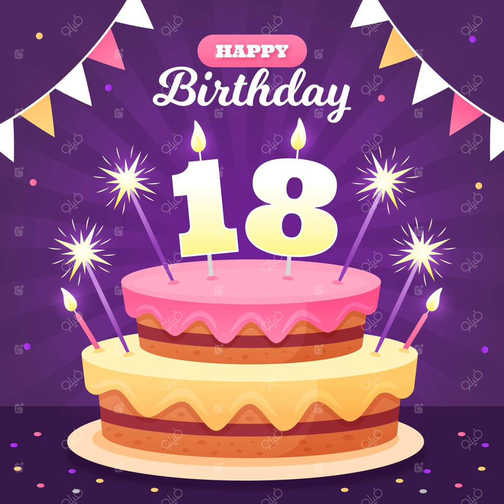پس‌زمینه رنگارنگ و شاد برای تولد ۱۸ سالگی