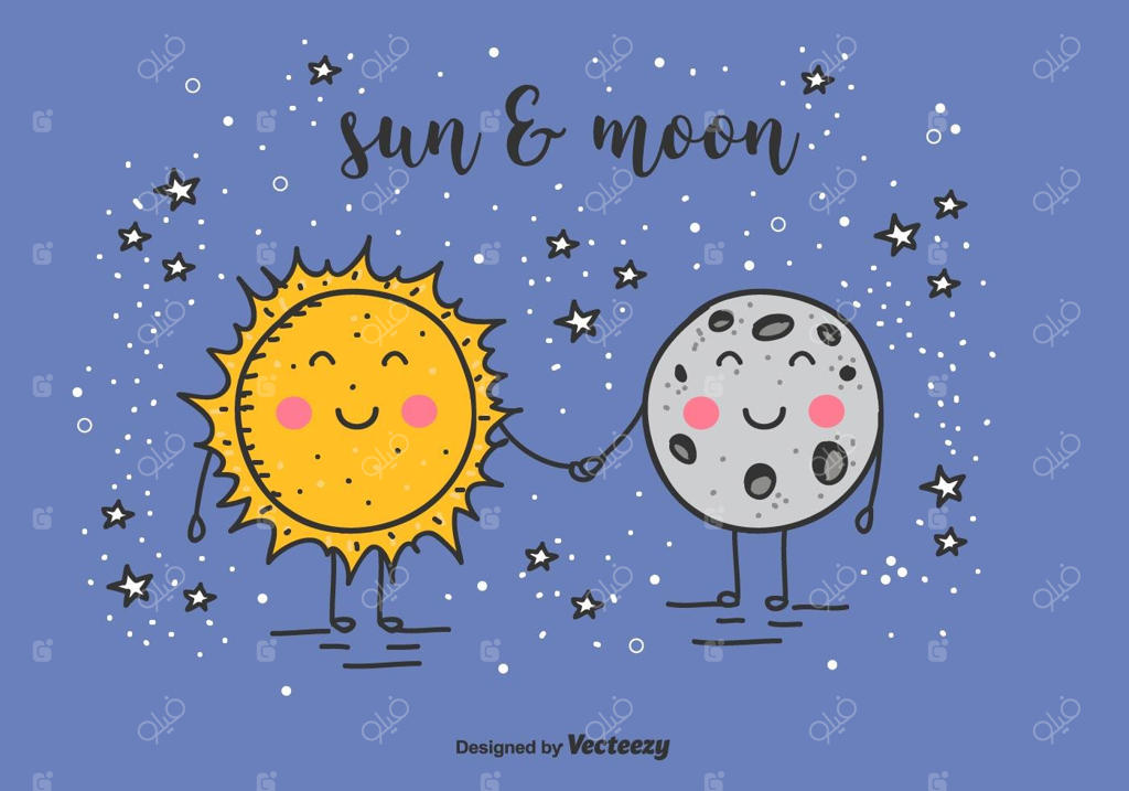 پس‌زمینه وکتور خورشید و ماه