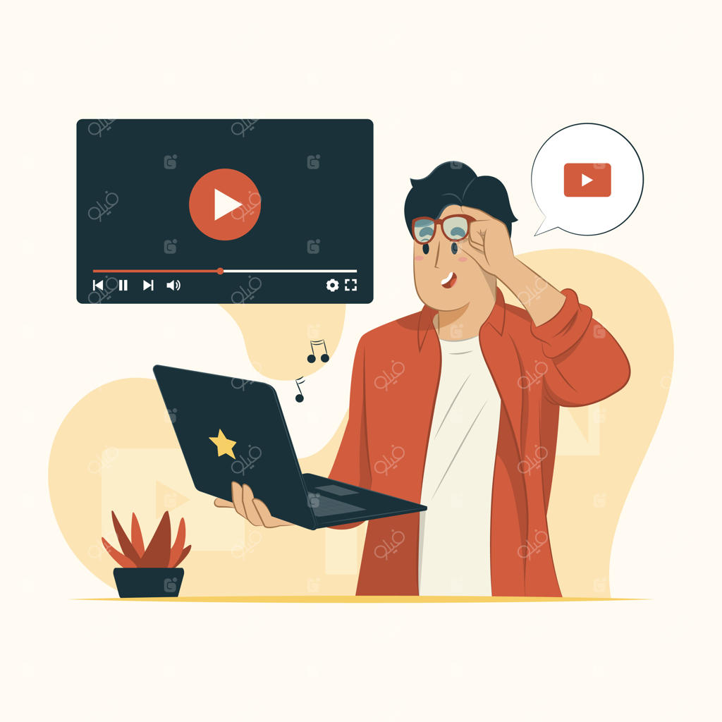 ایده‌ی پخش‌کننده رسانه‌ای بر روی پس‌زمینه سفید