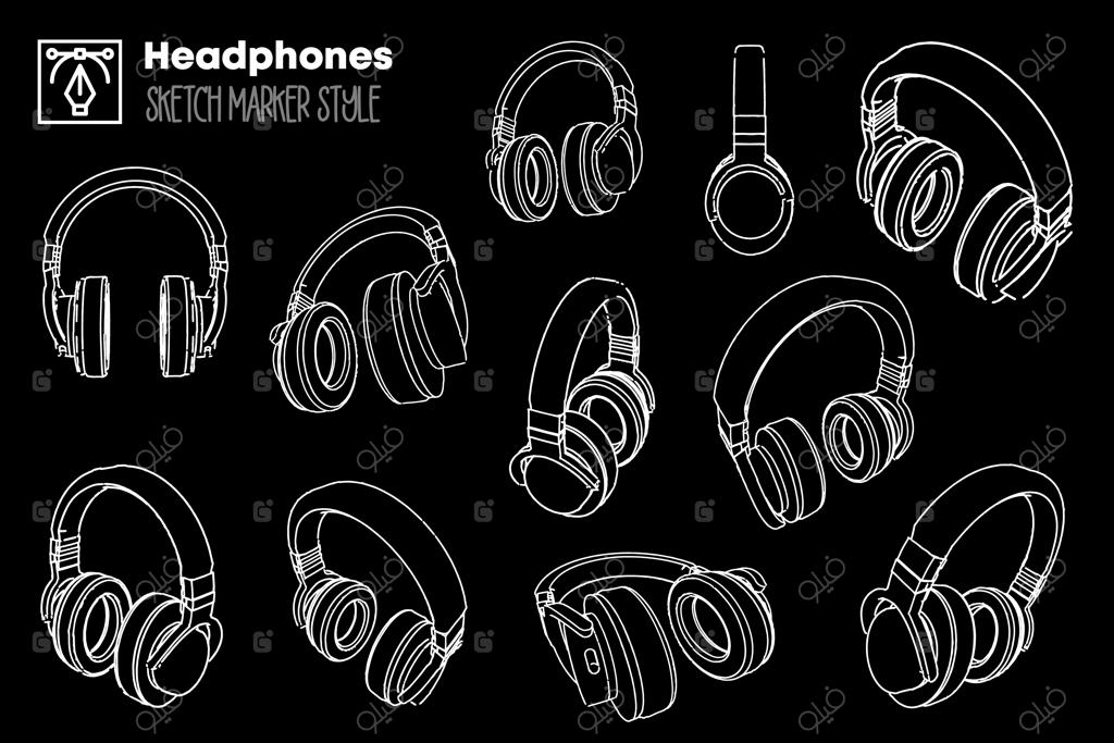 مجموعه تصویرسازی از هدفون‌ها