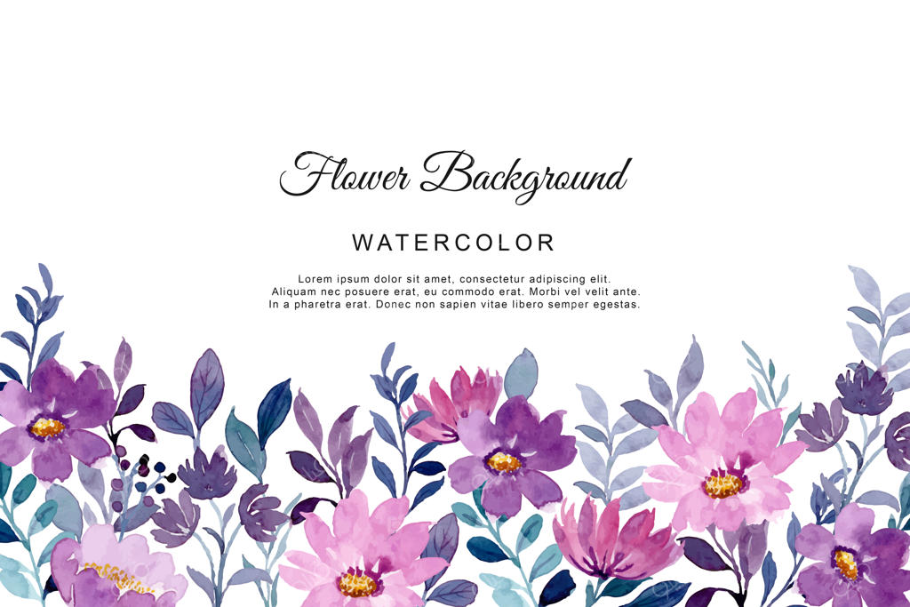 پس‌زمینه باغ گل‌های بنفش با آبرنگ