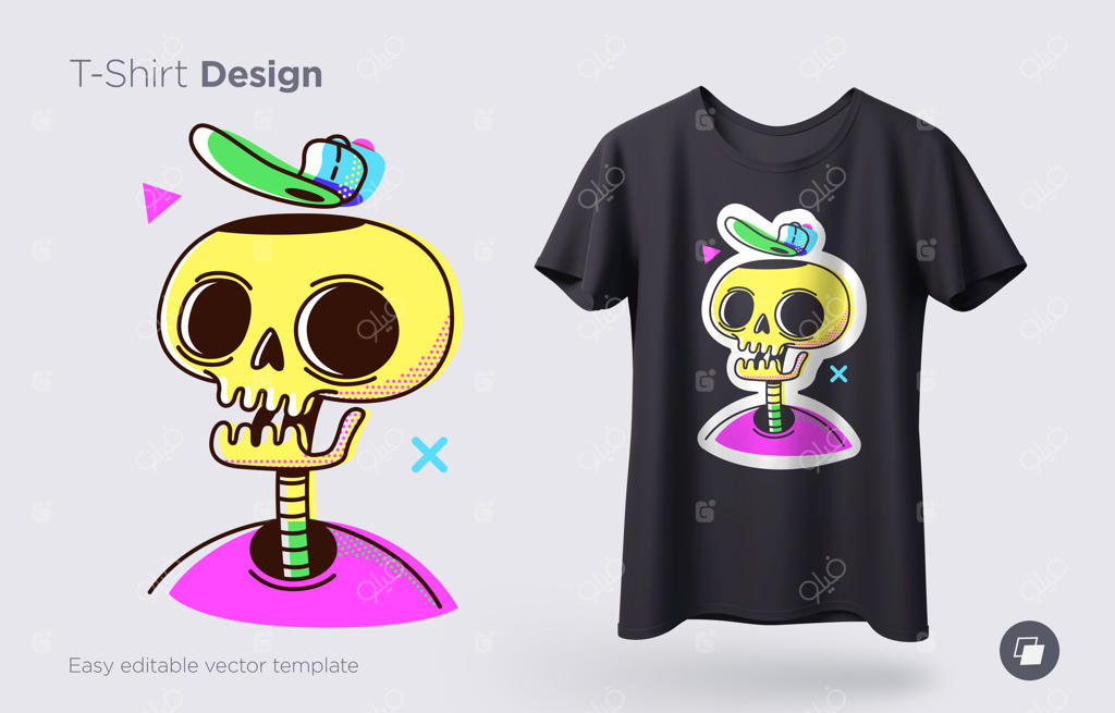 تصویر طنزآمیز اسکلت: مناسب برای چاپ روی تی‌شرت‌ها، سویشرت‌ها و سوغاتی‌ها. وکتور