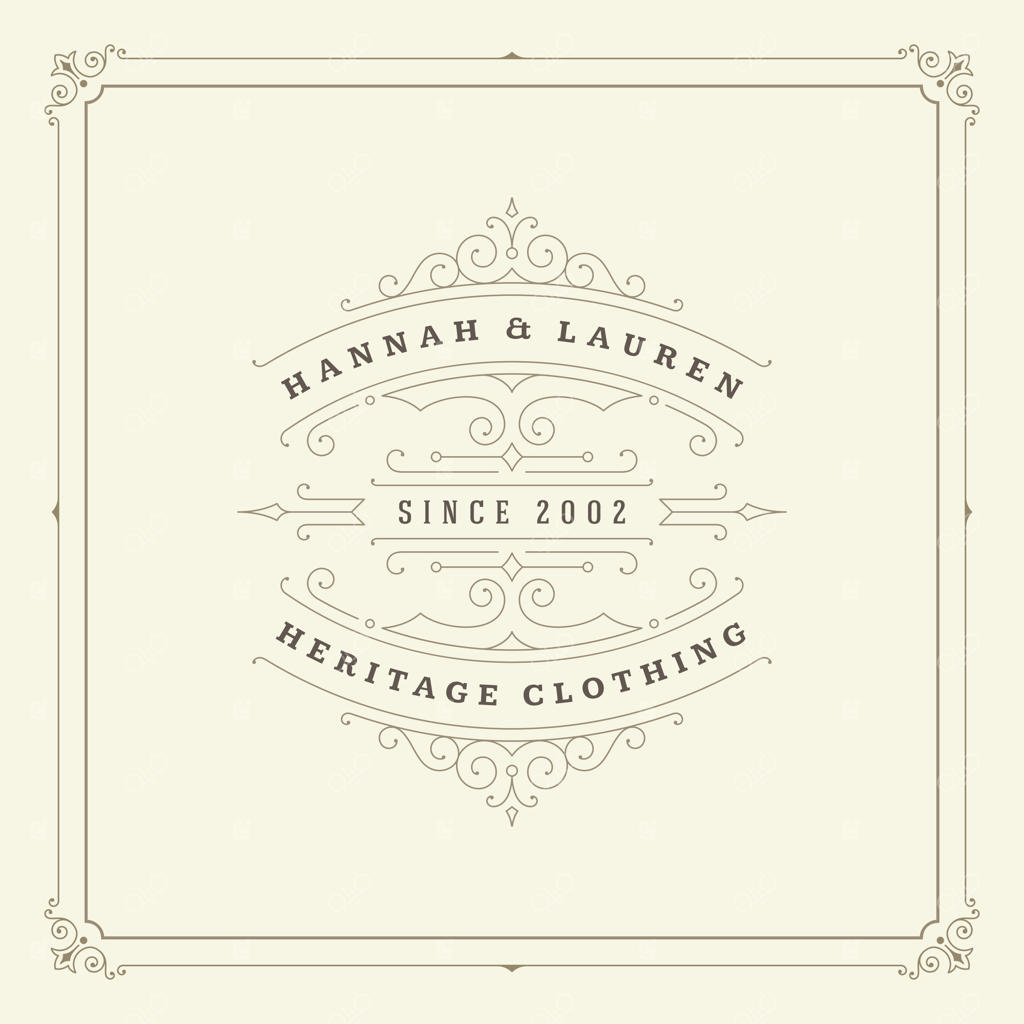 قالب طراحی لوگوی تزئینی با قاب کلاسیک و شکوفاهای خوشنویسی.