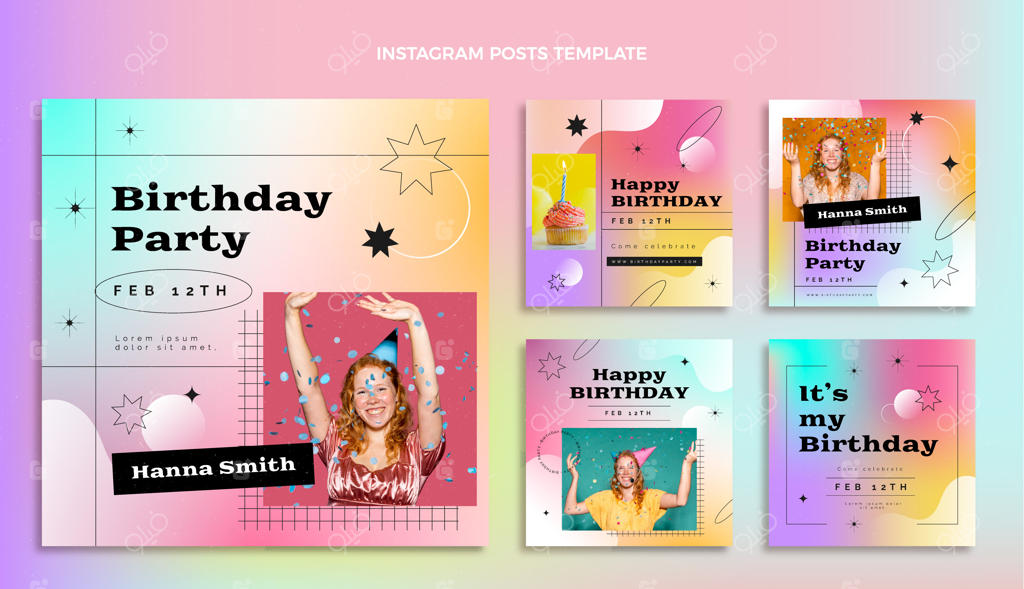 پست اینستاگرام تولد با رنگ‌های گرادینت زیبا