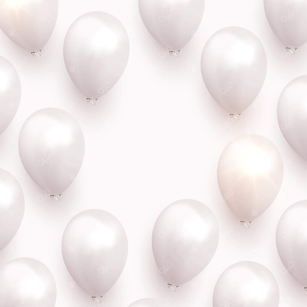 زمینه واقع‌گرایانه بادکنک‌های جشن. پوستر جشن با بالن‌های هلیومی. قالب جشن تولد و سالگرد. اشیاء تزئینی برای پوستر. تصویرسازی وکتور.