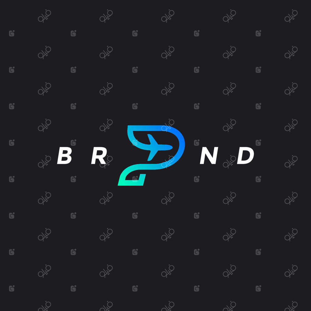 طراحی لوگوی خط پرواز هواپیمای حرف P رنگارنگ. طراحی ساده لوگوی هواپیما در حال پرواز به شکل حرف P.