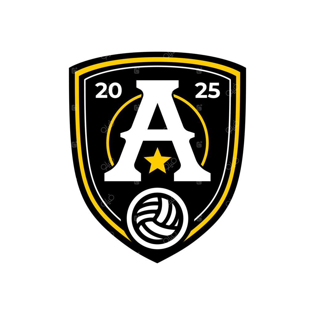 نشان لوگوی فوتبال با حرف A و تصویر توپ فوتبال. قالب لوگوی تیم ورزشی.