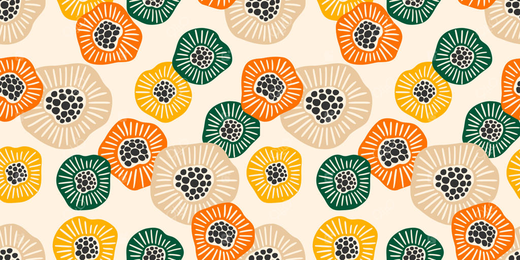 طرح ملایم و انتزاعی یکپارچه با گل‌ها. طراحی مدرن برای کاغذ، کاور، پارچه، دکوراسیون داخلی و موارد دیگر