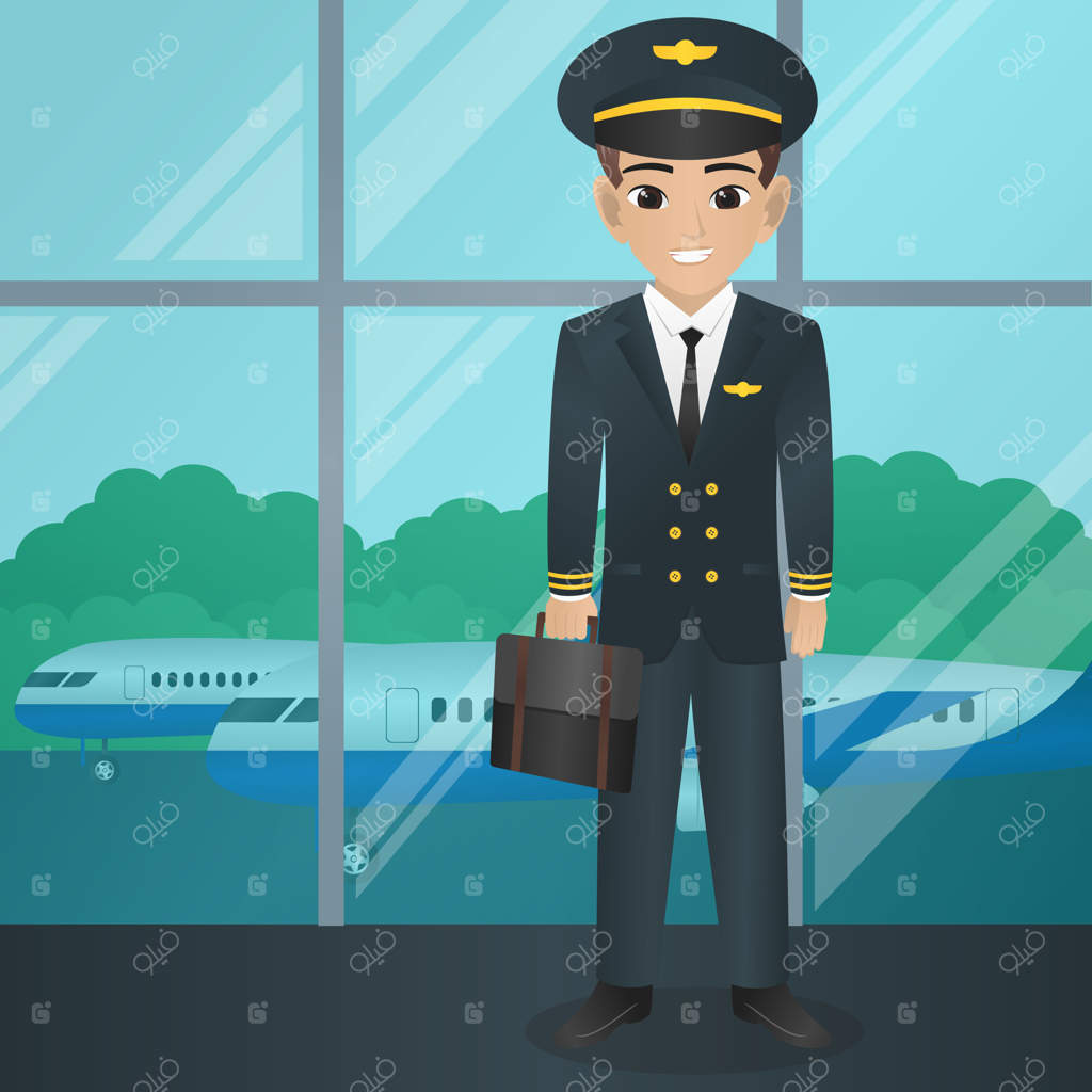 خلبان مرد با کیف در دست