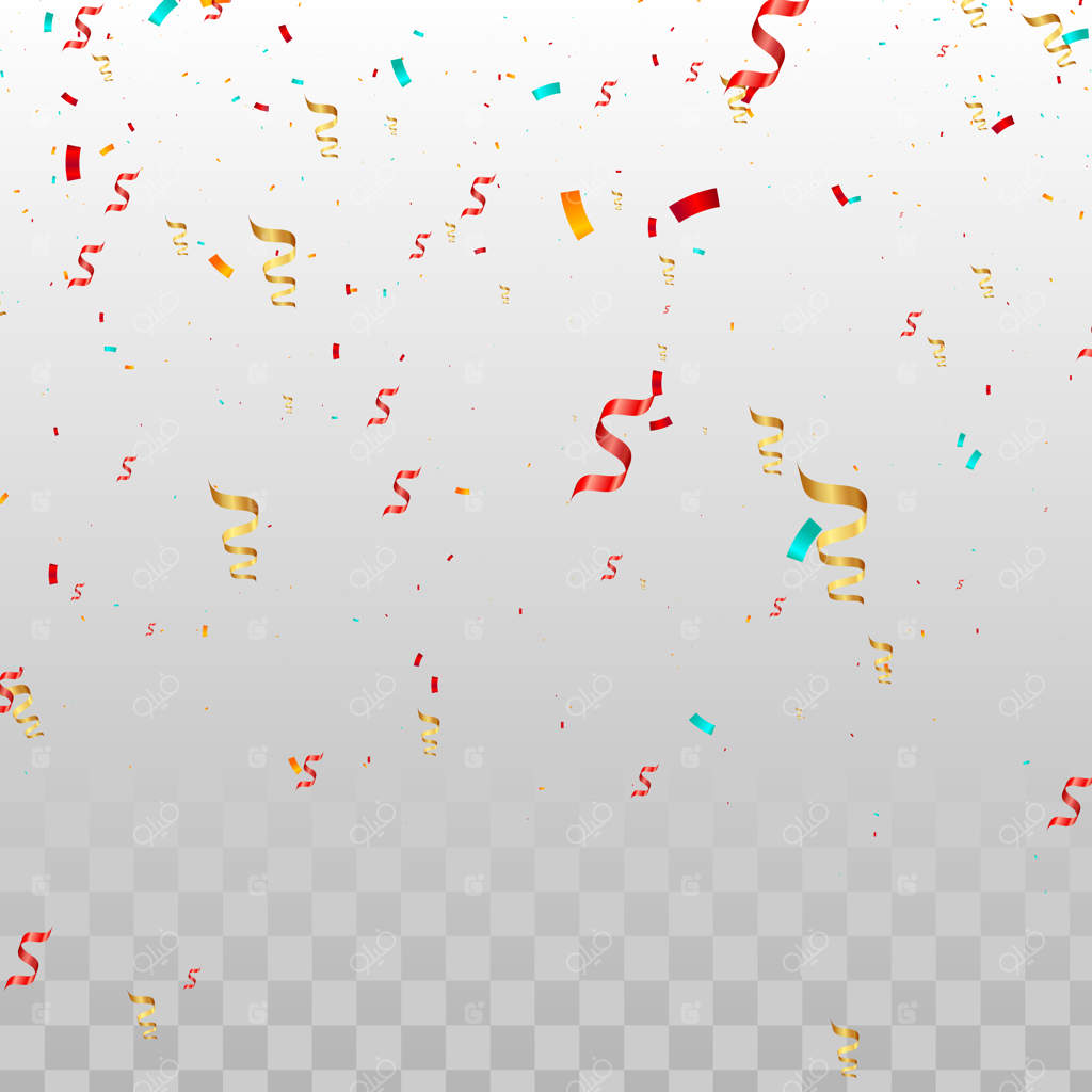 کاغذهای رنگارنگ روی پس‌زمینه شفاف