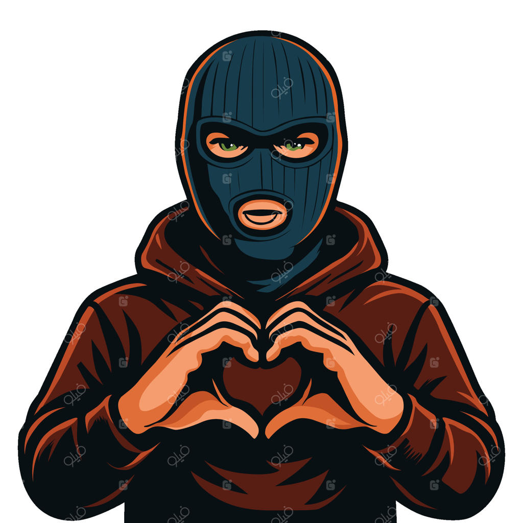 تصویر یک شخصیت نقاب‌دار با ژست قلب با دست