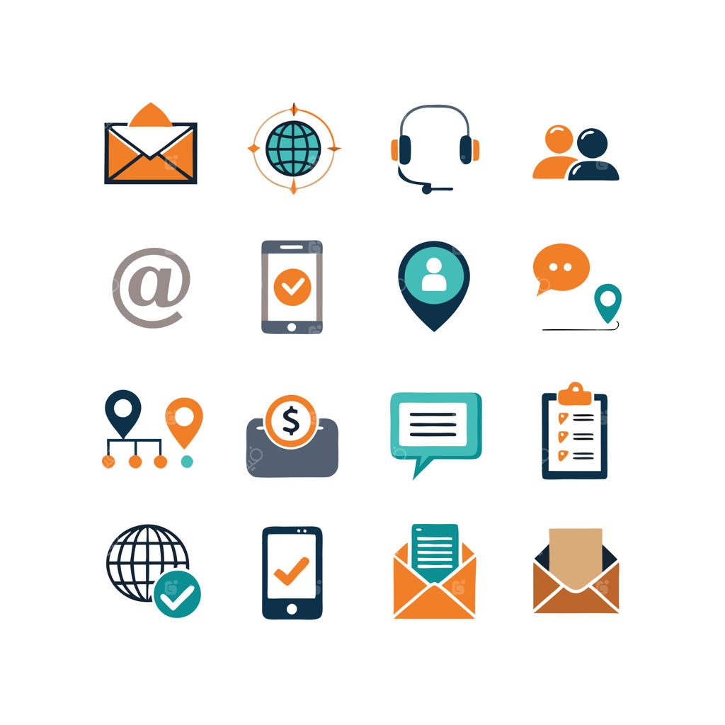 مجموعه آیکون‌های تماس با ما برای وب‌سایت و اپلیکیشن‌های موبایل