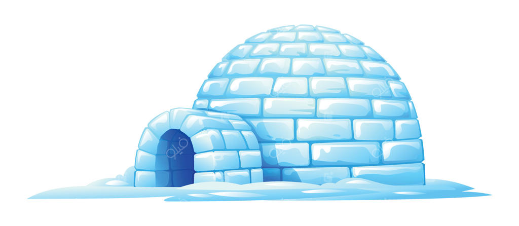خانه ایگلو ساخته شده از آجرهای یخی و پوشیده از برف - تصویر کارتونی