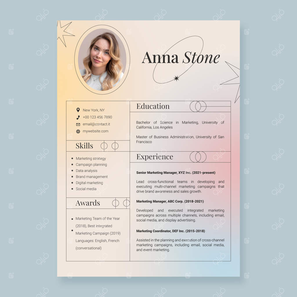 قالب رزومه ساده با سبک قدیمی