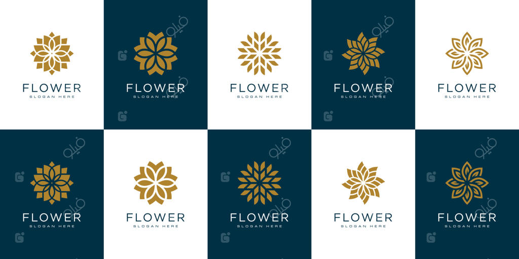 مجموعه قالب وکتور طراحی لوگوی گل