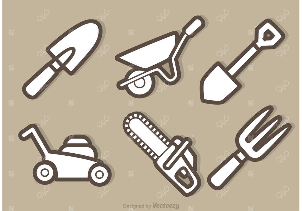 نمادهای خطی تجهیزات باغبانی وکتور حرفه‌ای و SVG حرفه‌ای