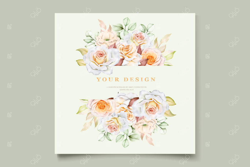 مجموعه کارت دعوت عروسی دست ساز با طرح گل رومانتیک