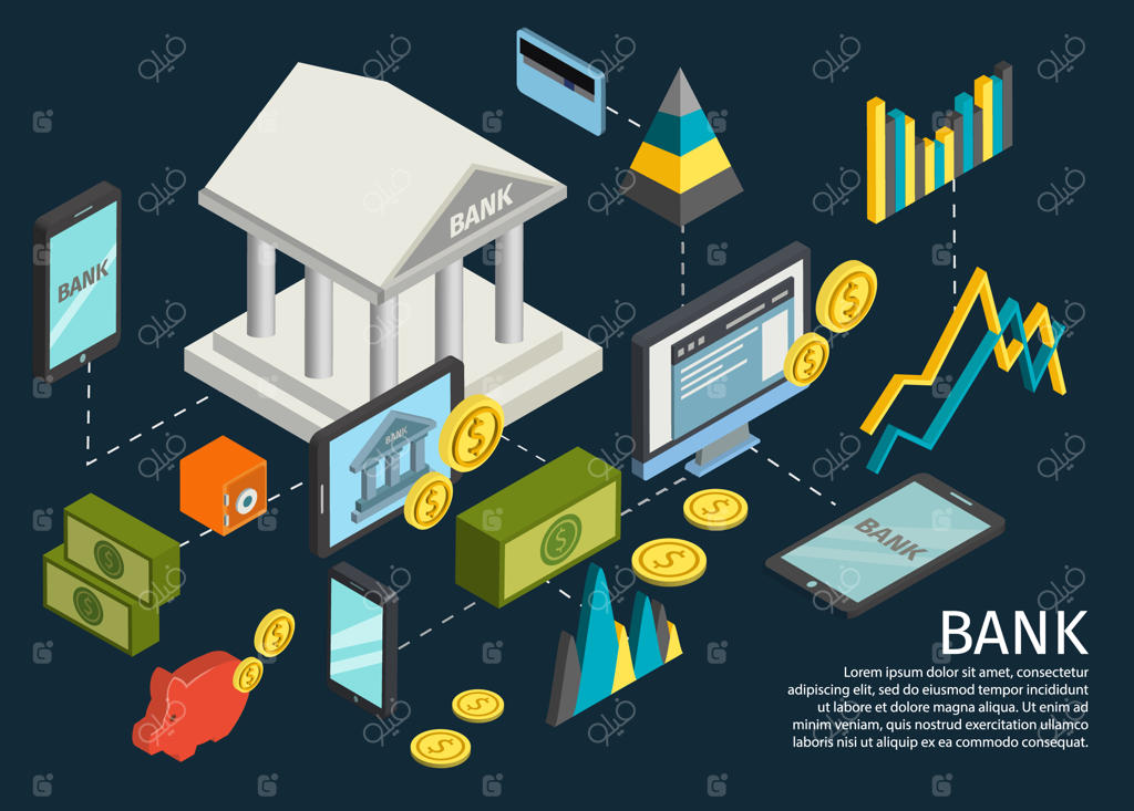 پوستر ایزومتریک دستگاه خودپرداز