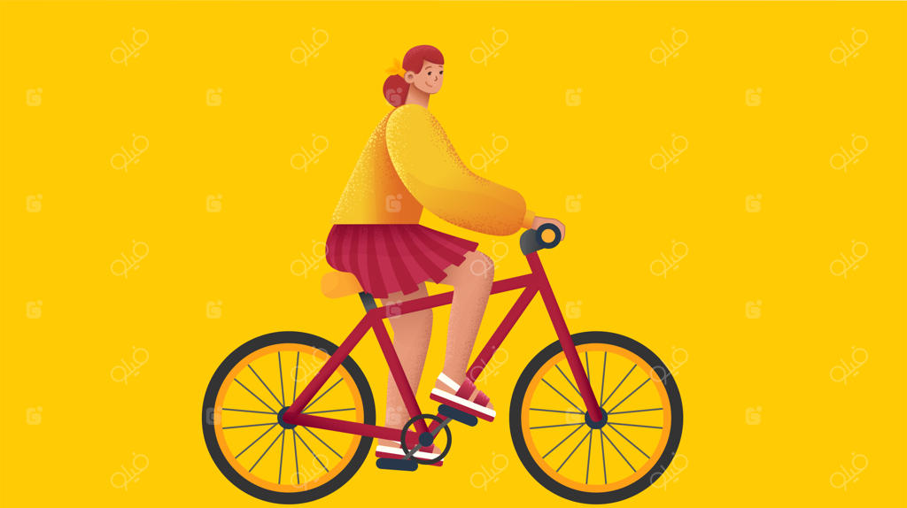 دختری شاد در حال دوچرخه‌سواری در مسیر بیرونی، آزادی و شادی را با نسیم در آغوش می‌گیرد