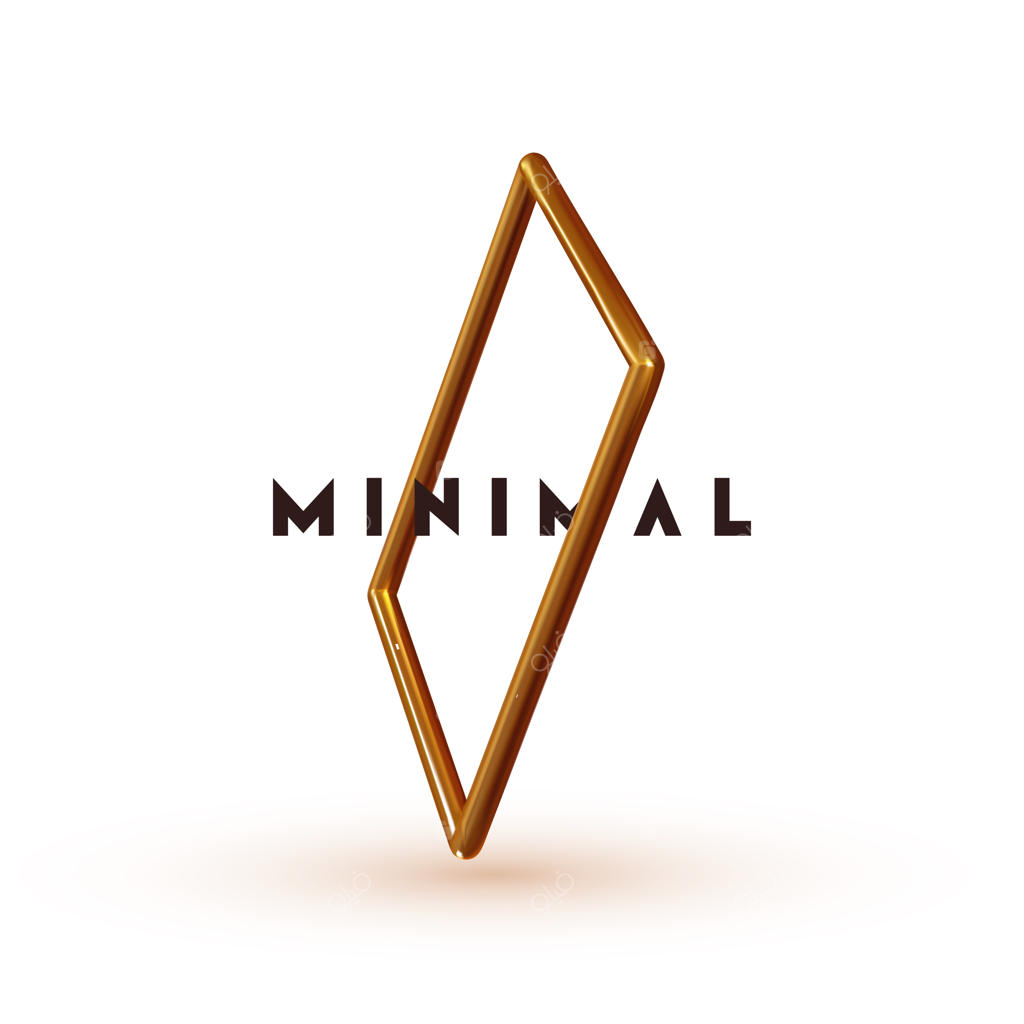 پس‌زمینه مینیمال انتزاعی با عناصر طلایی و قاب مربع معلق در فضا. پوستر با اشکال هندسی سه‌بعدی و واقعی. تصویرسازی وکتور