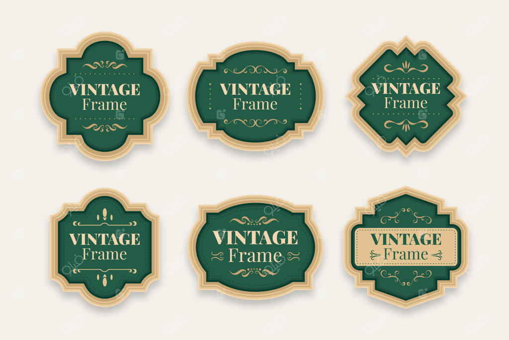 مجموعه برچسب‌های وینتیج با طراحی تخت