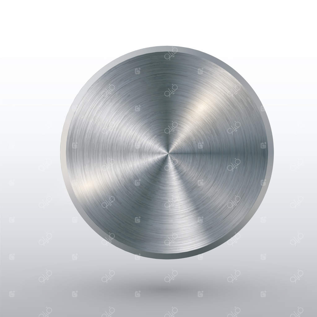 دکمه فلزی با بافت و سایه‌پردازی و زمینه نورپردازی واقعی برای رابط‌های کاربری وب.