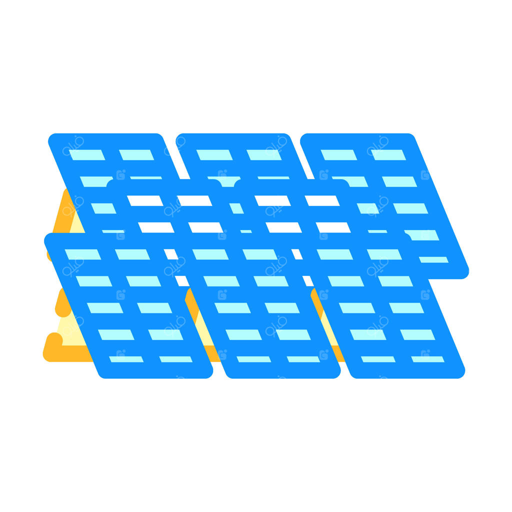 نیروگاه با پنل‌های خورشیدی - تصویر آیکون رنگی