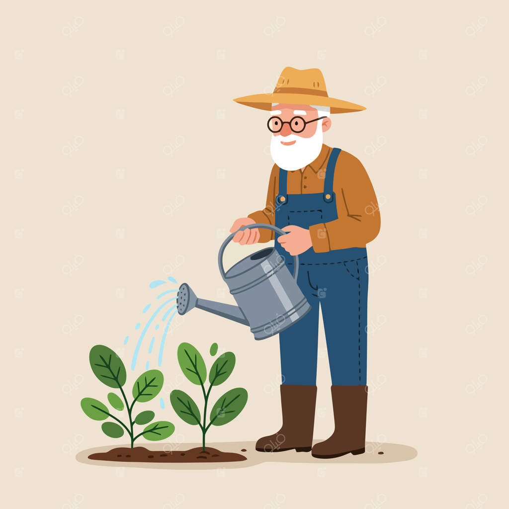 تصویر باغبان در حال آبیاری گیاهان: زندگی در کشاورزی و زراعت