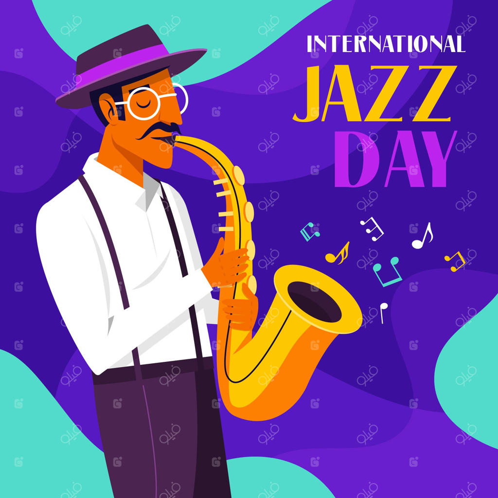 تصویرسازی روز جهانی جاز به صورت دستی طراحی شده