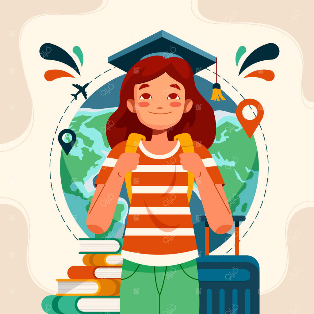 تصویرسازی دستی از تحصیل در خارج