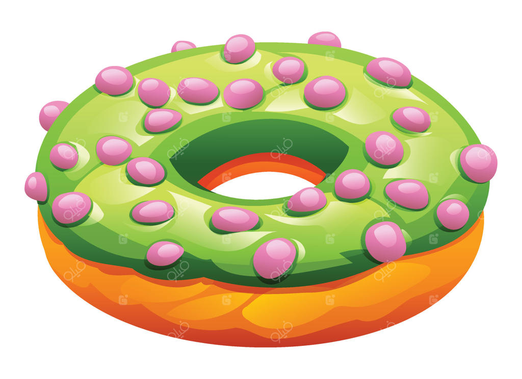 دونات تزئینی رنگارنگ سبز و نارنجی