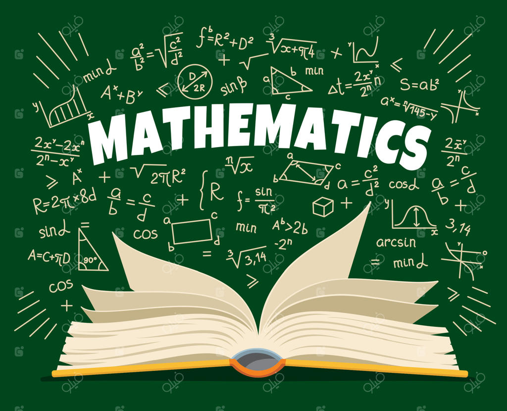 کتاب ریاضی: نمادها و فرمول‌ها روی تخته کلاس